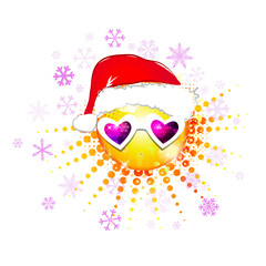 The sun in santa claus hats. Vector illustration