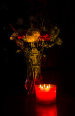 Candle lit flowers