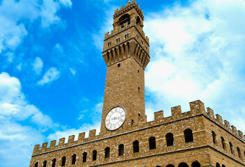 Fototapeta premium View of the Tower over Palazzo Vecchio in Florence