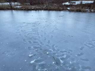 frozen river in winter