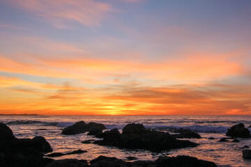 Fototapeta na wymiar bright ocean sunset
