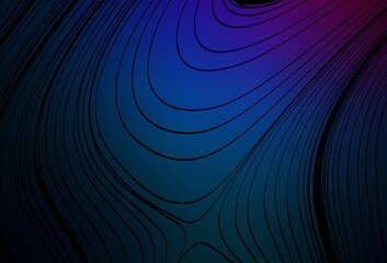 Dark Pink, Blue vector texture with curved lines.