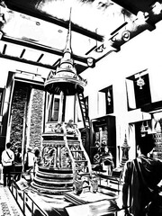 Ancient statue Black and white illustrations.