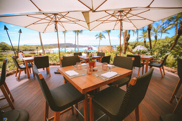 Restaurant by the sea at Four Seasons Resort Lanai, Hawaii - 403917396