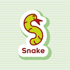 Snake cartoon sticker illustration for child's card game