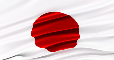 Waving Fabric Flag of japan, Silk Flag of japan. 3D render