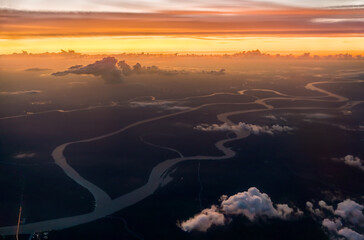 Sunset above the Parana River Delta near Buenos Aires in Argentina