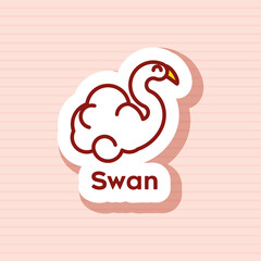 Swan cartoon sticker illustration for child's game