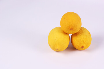 Lemon fruits on the table isolated white background