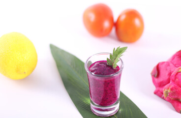 dragon fruits juice or dragon fruits smoothies on a glass