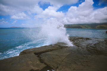 Big waves at China Walls, Koko Kai Beach Mini Park , Honolulu, Oahu, Hawaii | Sea Nature Landscape Travel	

