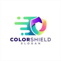 shield color gradient logo design