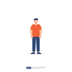 no face young man character. male business people standing gesturing. businessman Flat style isolated vector illustration