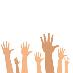 Raised hands volunteering  concept.