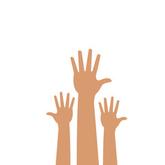 Raised hands volunteering  concept.