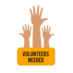 Raised hands volunteering  concept.