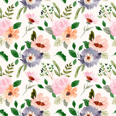 delicate flower garden watercolor seamless pattern