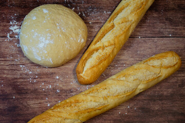 fresh dough and bread (dark food)