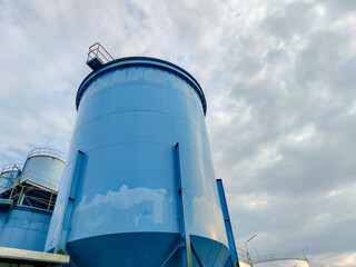 Water tank system zone. Factory industrial water storage, system control area water.