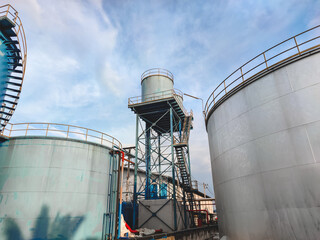 Water tank system zone. Factory industrial water storage, system control area water.