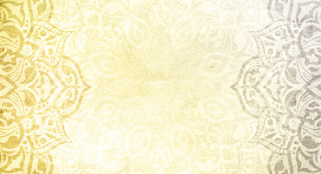 Yellow and grey textured mandala background- colors of the year 2021