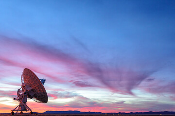 Single Satellite Antenna at dusk, VLA