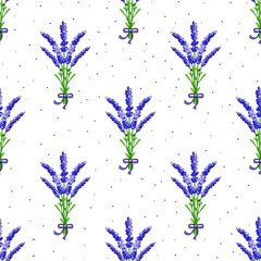 Lavender vector seamless pattern. Purple lavender bouquet seamless pattern for prints, paper, textiles or postcards