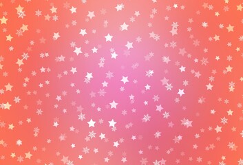 Light Pink vector template with ice snowflakes, stars.