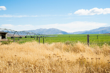 Lateral irrigation system across flat farmland