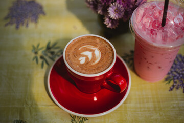 hot cup of coffee and chocolate