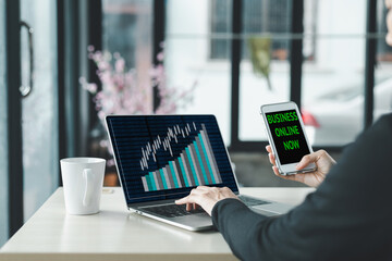 businessman holding digital tablet