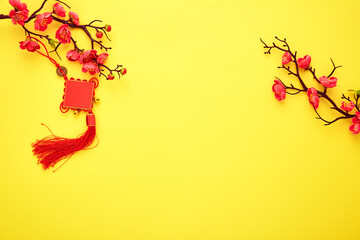 Chinese New Year decoration yellow background