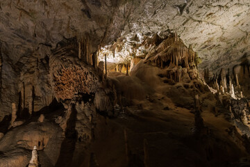 illuminated Postojna grotte in Slovenia