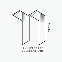 11 year anniversary vector template. Design for your celebration.