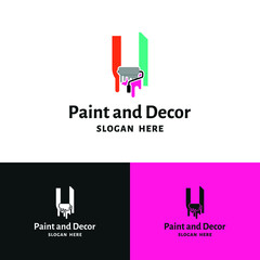 Initial V letter for painting, renovation, repair, decoration service company logo vector concept