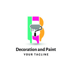 Initial B letter for painting, renovation, repair, decoration service company logo vector concept