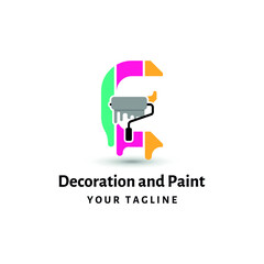 Initial E letter for painting, renovation, repair, decoration service company logo vector concept