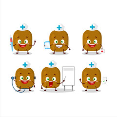 Doctor profession emoticon with kiwi cartoon character