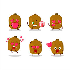 Kiwi cartoon character with love cute emoticon