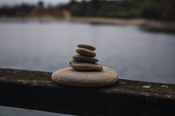 Fototapeta na wymiar selective focus of balancing stones