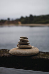Fototapeta na wymiar selective focus of balancing stones