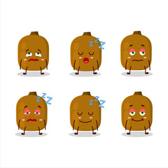 Cartoon character of kiwi with sleepy expression