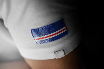 Patch of the national flag of the Cape Verde on a white t-shirt