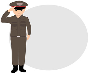 Police and bulletproof vests, brown Thai police uniforms and straight helmets, standing by order. Vector occupation