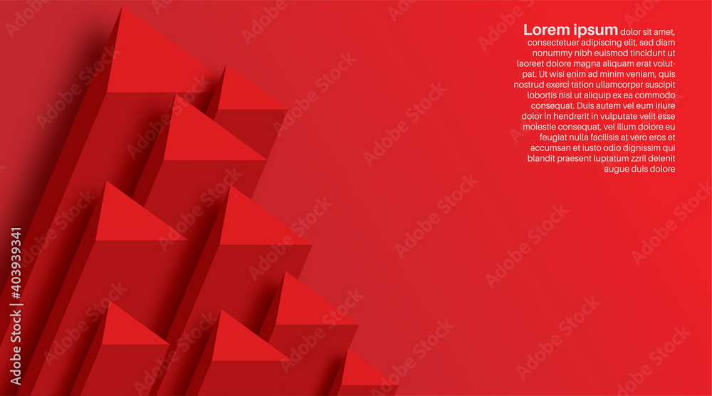 Wall mural abstract modern 3d background red triangle geometric vector design illustration