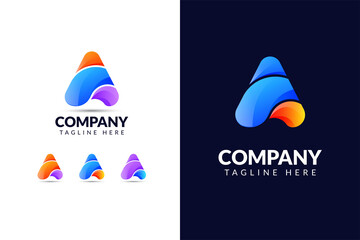 Letter A logo design template with triangle shape