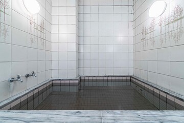 A mineral bath inside a Japanese-style bath