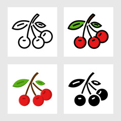 cherry icon vector design in filled, thin line, outline and flat style.