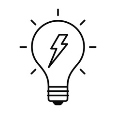light bulb icon, idea lamp light energy vector