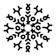 Abstract mandala ornament. Snowflake pattern. Black and white authentic background. Vector illustration.
